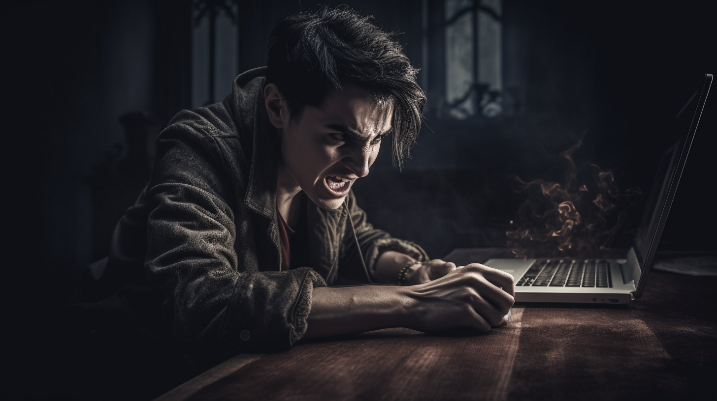 Une personne négative devant son PC