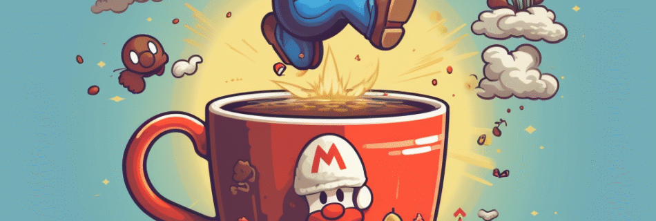 Mario aussi a besoin de boire un café pour mieux jouer au jeu