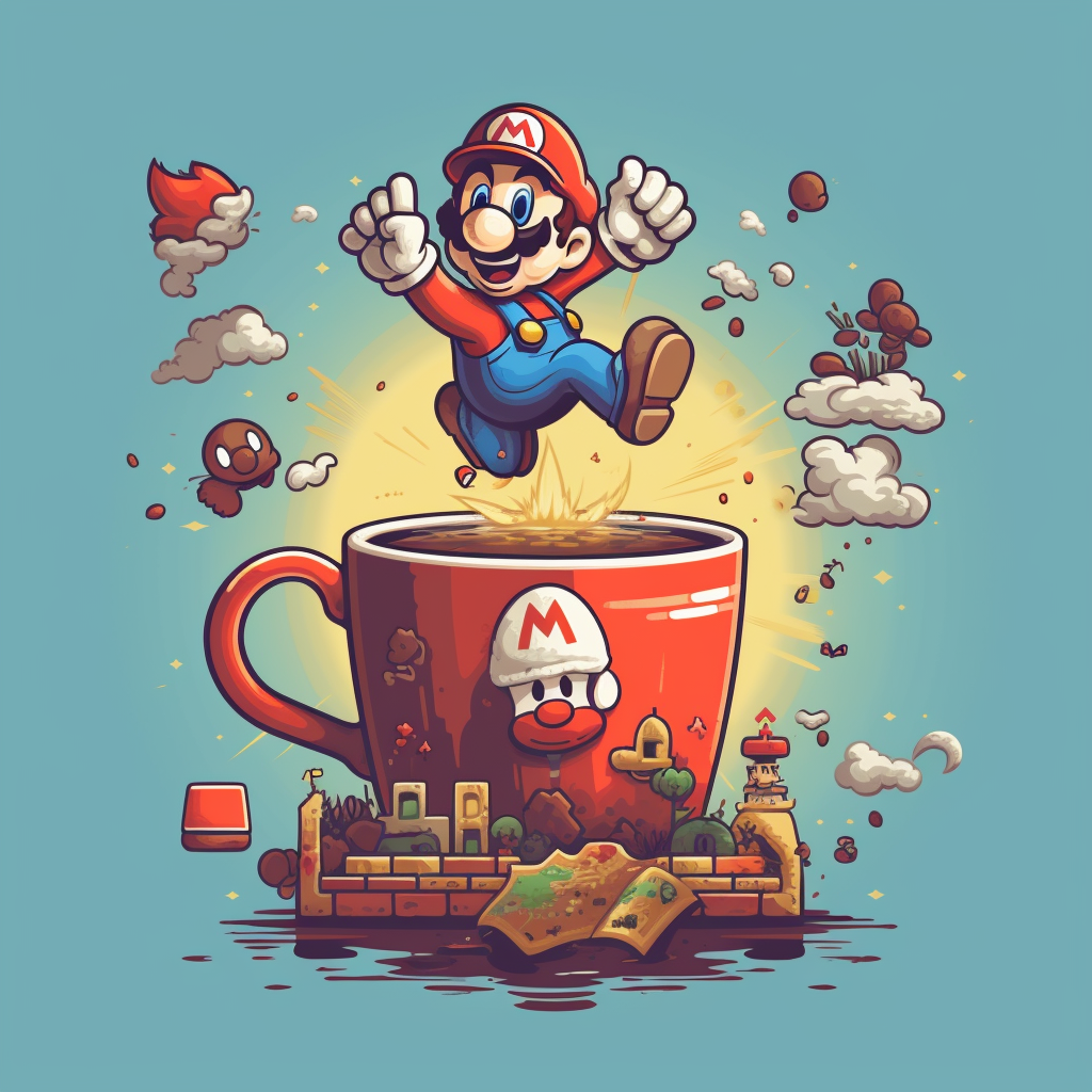 Mario aussi a besoin de boire un café pour mieux jouer au jeu